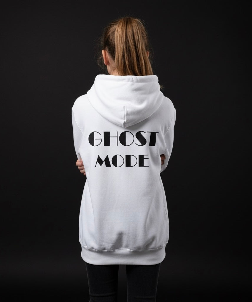 Ghost Mode White Hoodie – Cozy, Bold & Streetwear Ready