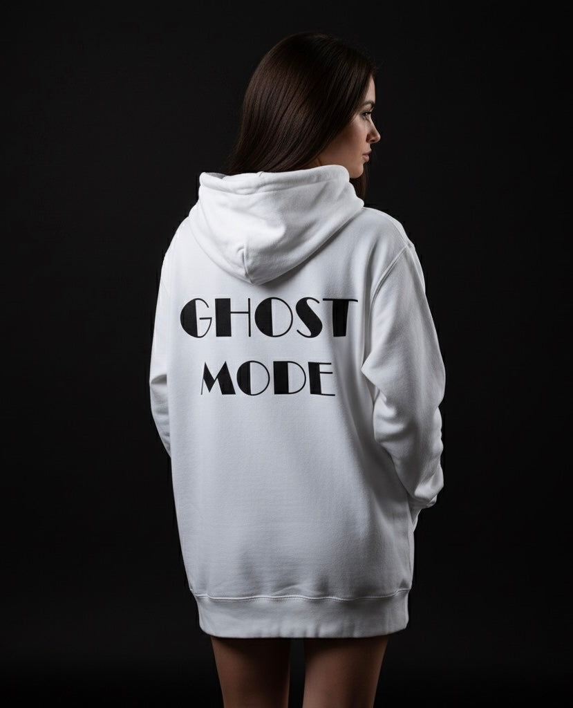 Ghost Mode White Hoodie – Cozy, Bold & Streetwear Ready