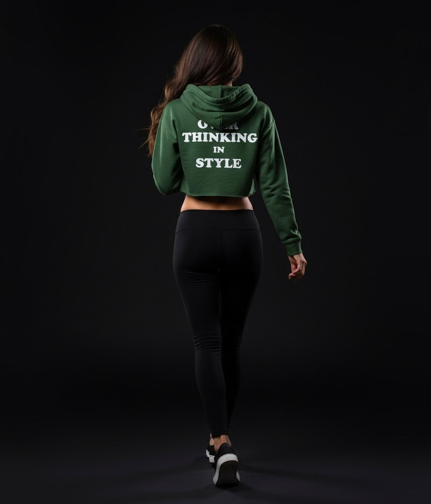 Urban Vibe – Olive Green Overthing In Style Cropped Hoodie