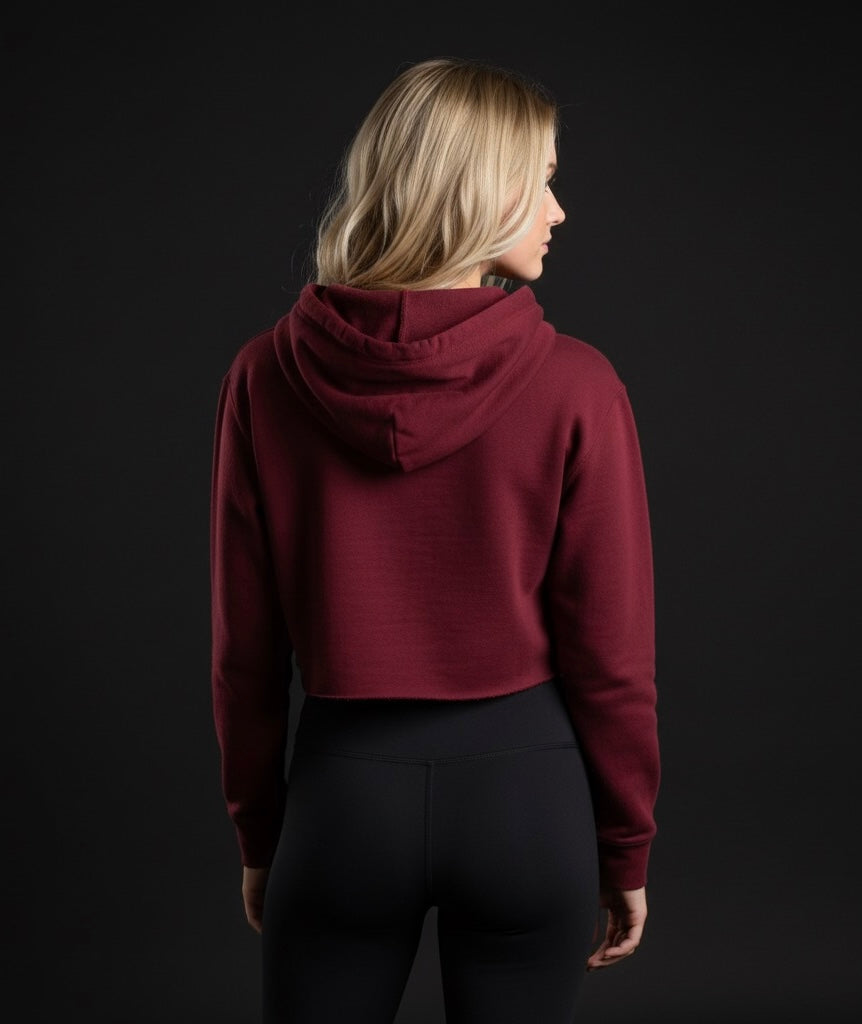 Maroon Crush Crop Hoodie โ Cute, Cozy & Trendy