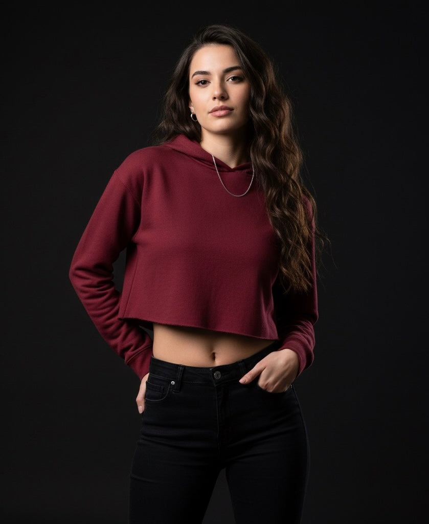 Maroon Crush Crop Hoodie โ Cute, Cozy & Trendy