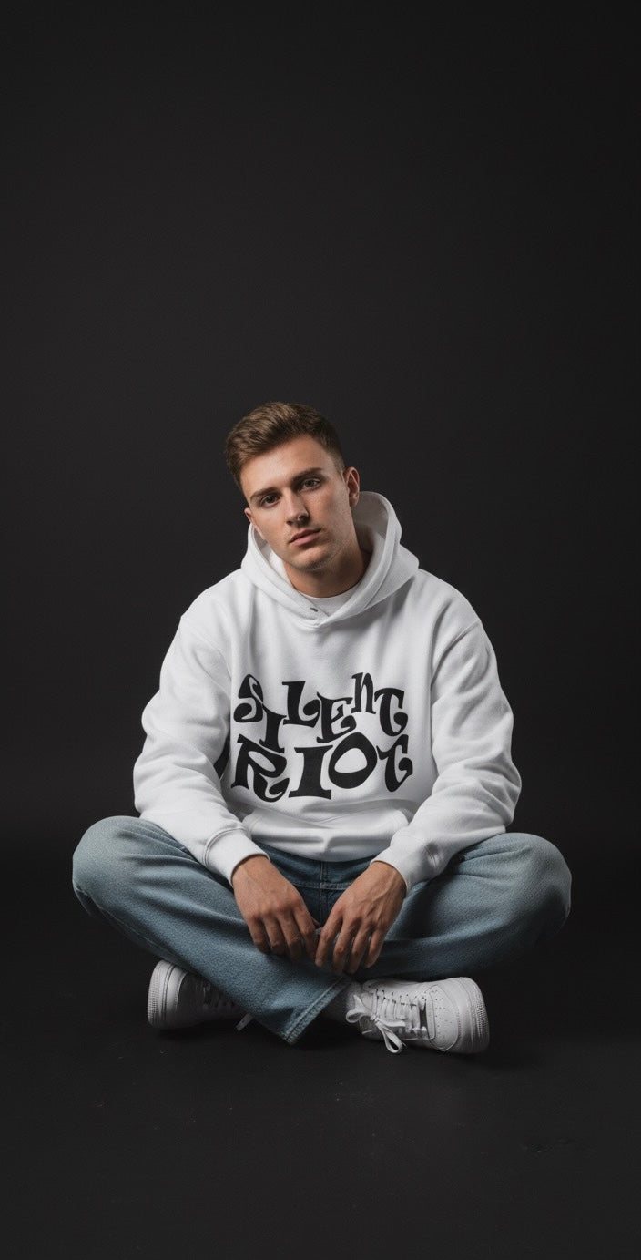 Silent Riot | White Oversized Hoodie