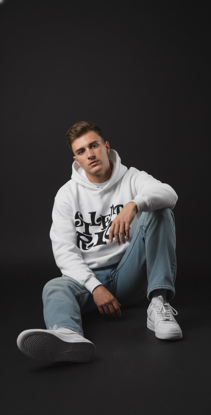 Silent Riot | White Oversized Hoodie
