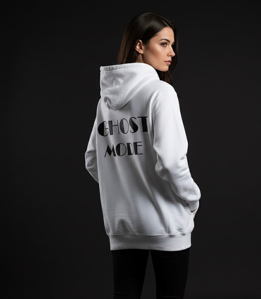 Ghost Mode White Hoodie – Cozy, Bold & Streetwear Ready