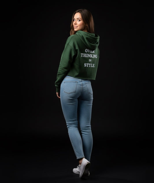 Urban Vibe – Olive Green Overthing In Style Cropped Hoodie