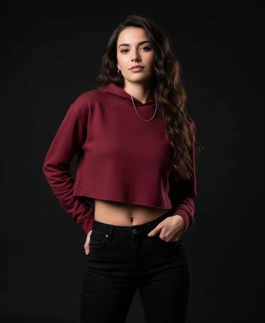Maroon Crush Crop Hoodie – Cute, Cozy & Trendy