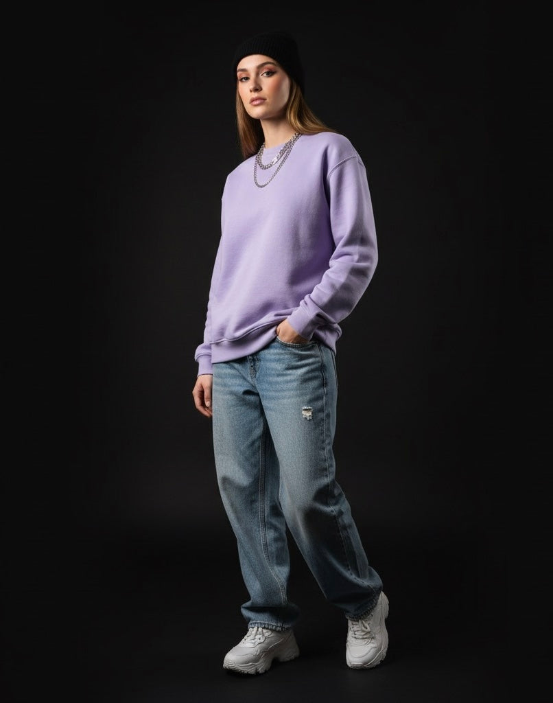 Pastel Glow Lavender Sweatshirt – Cozy & Trendy Casual Pullover